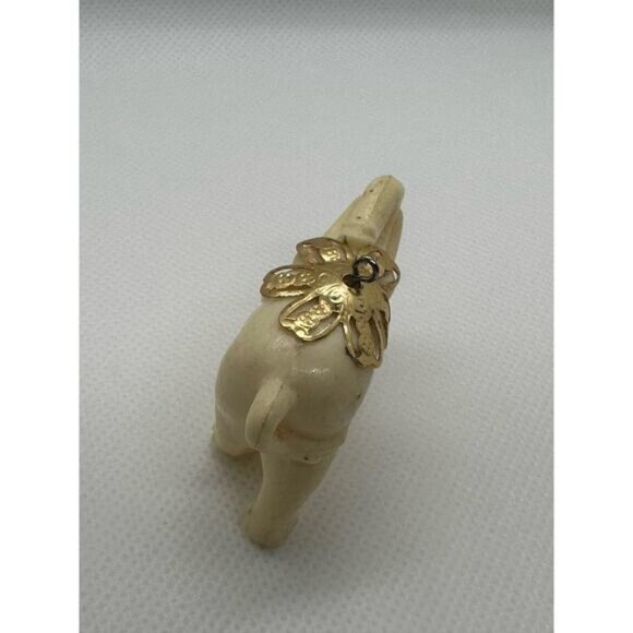 Vintage Elephant Pendant Figurine With Gold-Tone Floral Accents - Picture 9 of 10